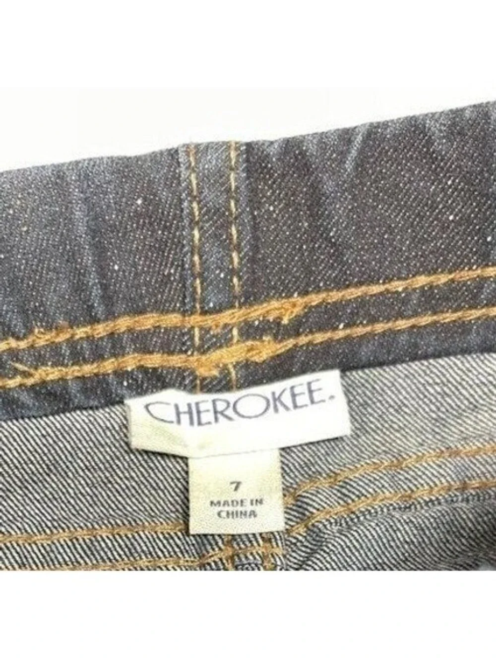 Cherokee Girls Dark Wash Denim Glitter Jeggings Skinny Elastic Waist Size 7